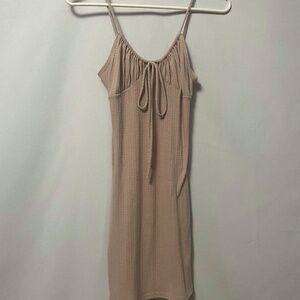 Paper moon tie front beige dress